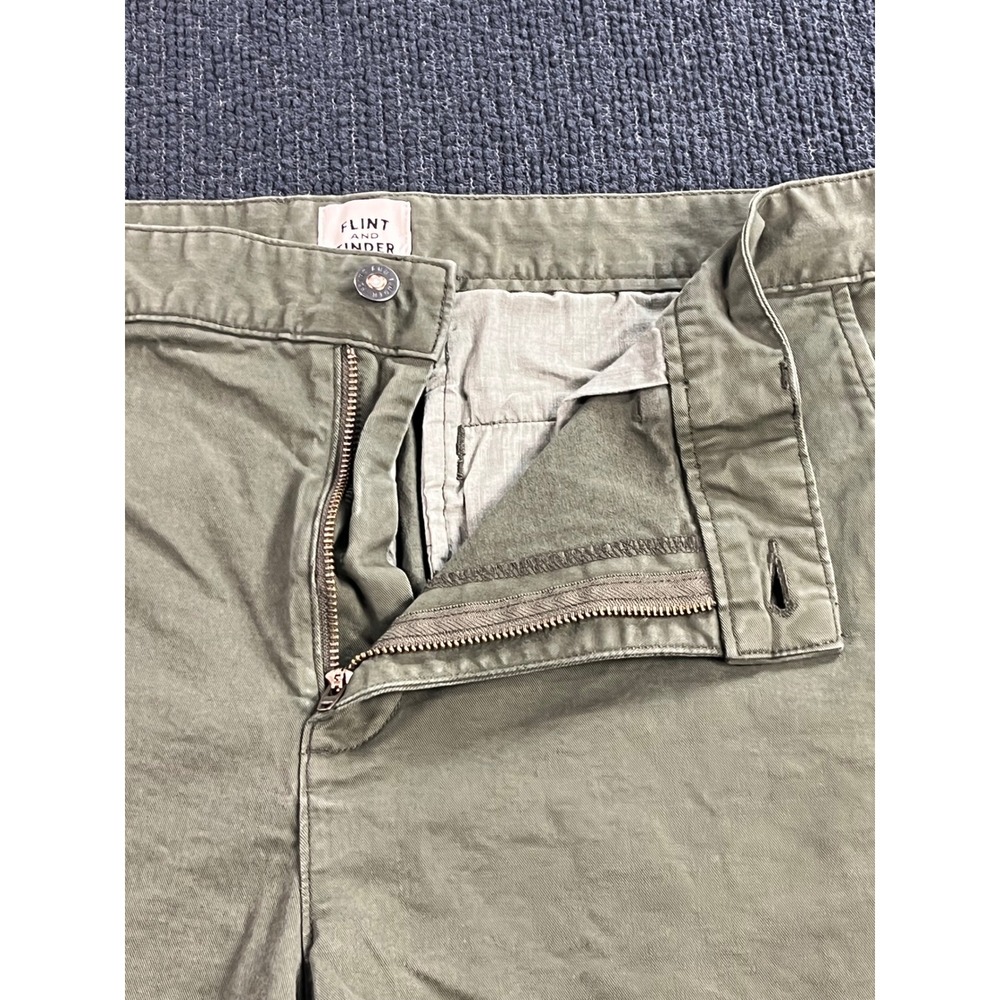 Flint and Tinder 365 Shorts Mens 34 Olive Green Chino Stretch Cotton Twill Flat - Picture 5 of 9